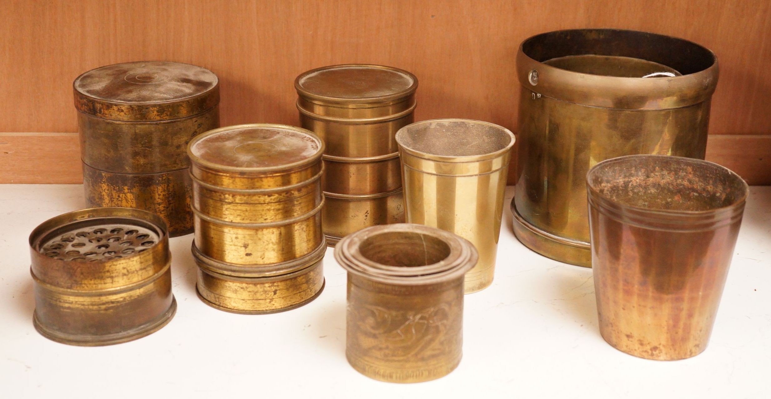 A collection of Tombee metalworks and other graduating measures, French examples etc